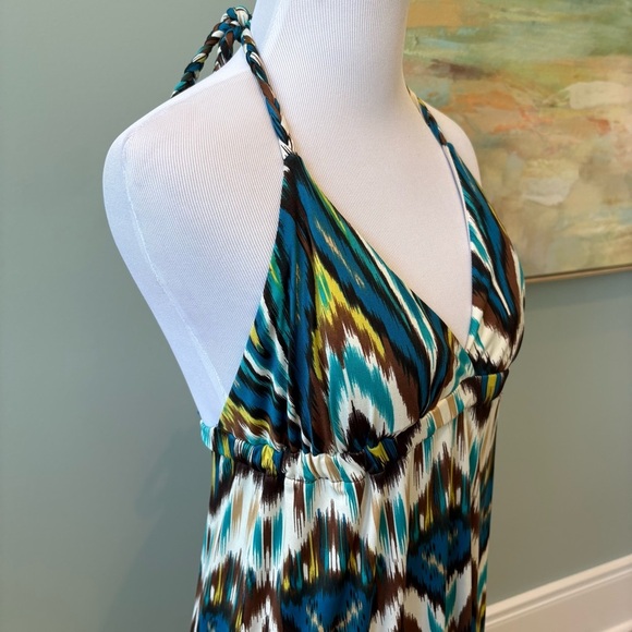 Coastal Beach Colorful Halter Maxi Sundress Sz M - Picture 3 of 12